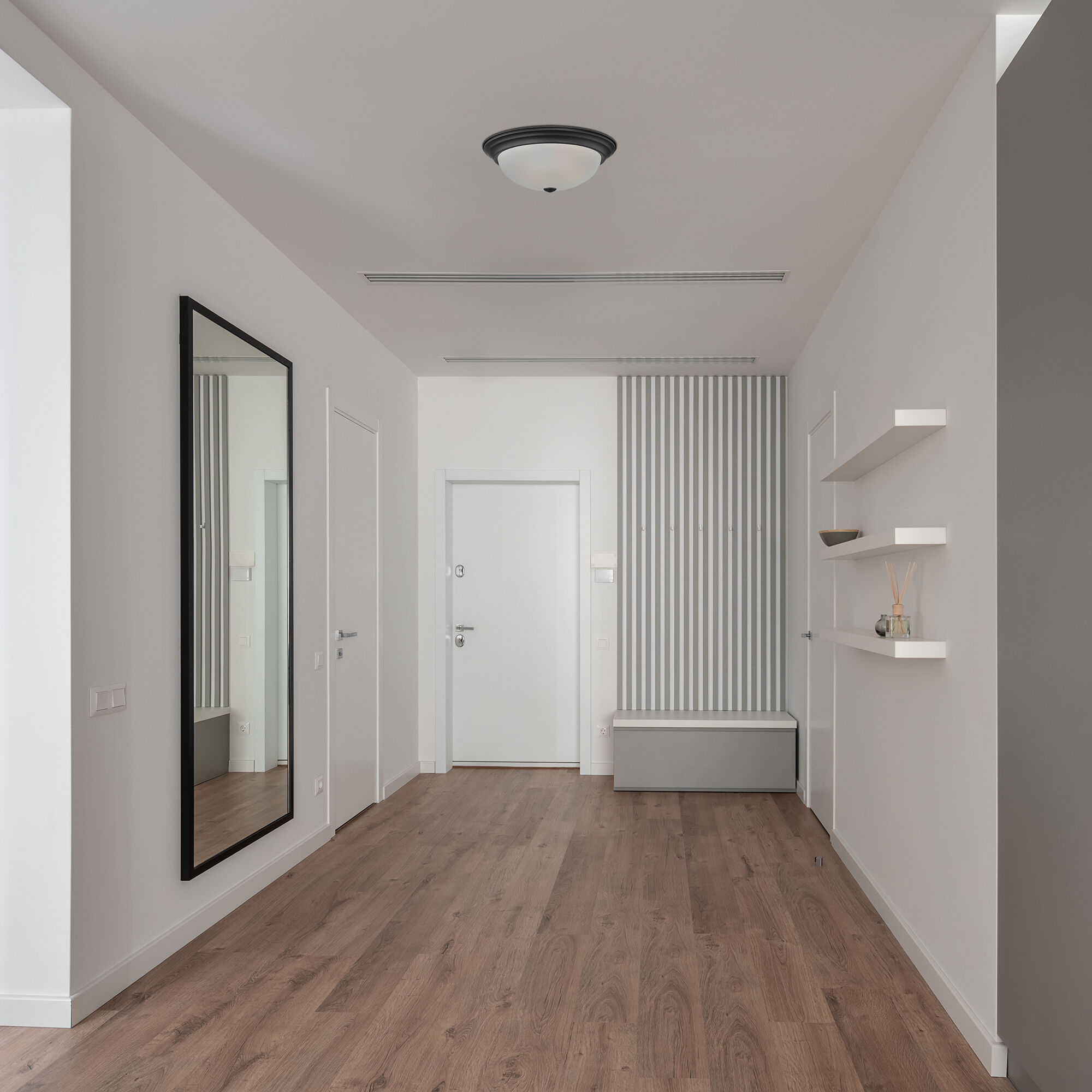 Decorative 3 Light 15 inch Matte Black Flushmount Ceiling Light, Large